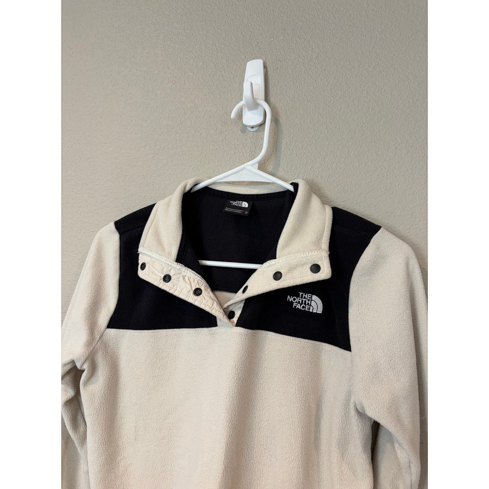 The North Face Womens XS TKA Glacier Snap Fleece Jacket Cream Black Gorpcore - Picture 3 of 6
